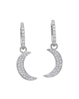 Pave Diamond Crescent Moon Earring Charms in Gold
