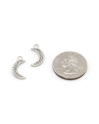 Pave Diamond Crescent Moon Earring Charms in Gold