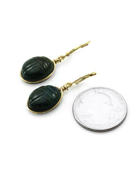 Bloodstone Scarab Drop Earrings in Gold