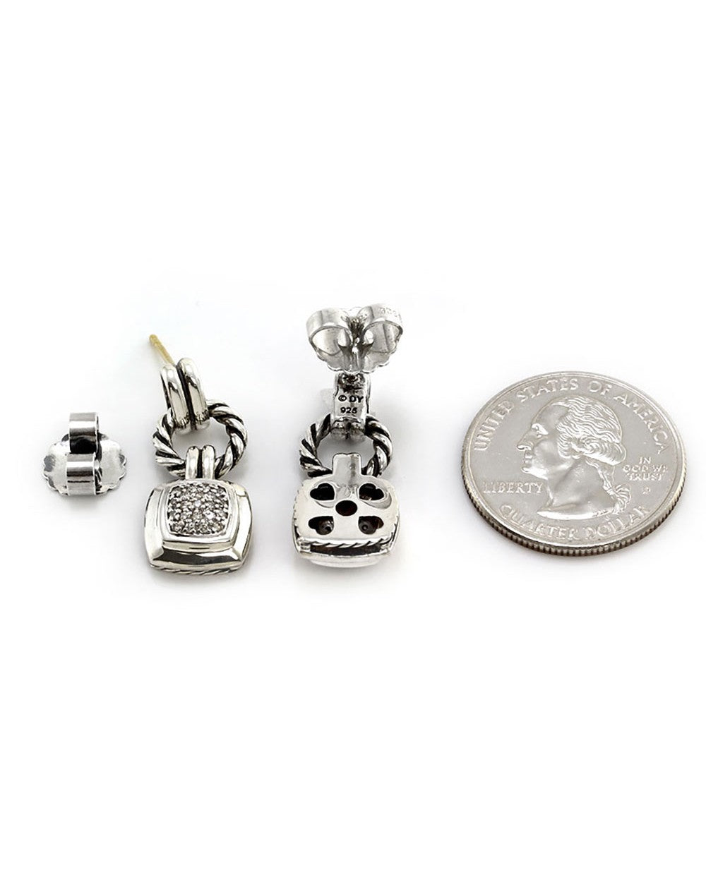 David Yurman Renaissance Pave Diamond Drop Earrings In Sterling Silver