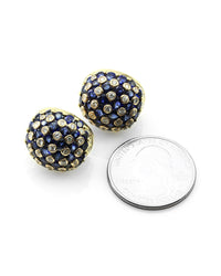 Sapphire and Diamond Dome Earrings in Gold