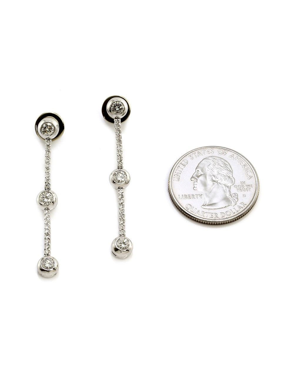 Bezel Station Diamond Bar Drop Earrings