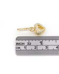 Pave Diamond Heart Charm Gold Earrings