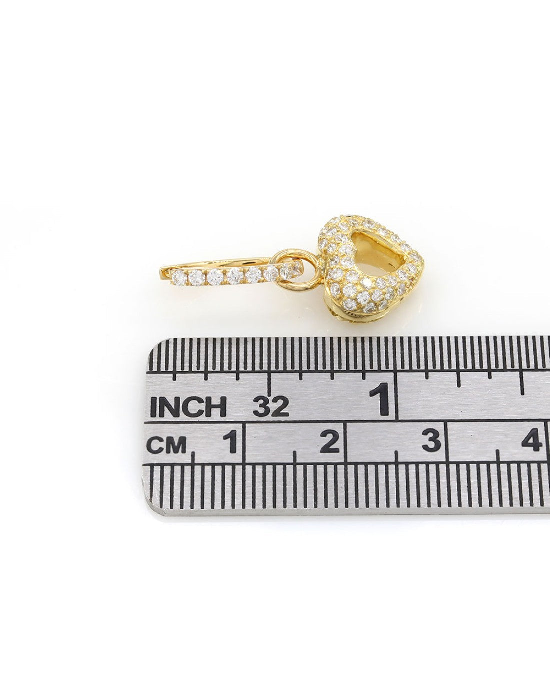 Pave Diamond Heart Charm Gold Earrings