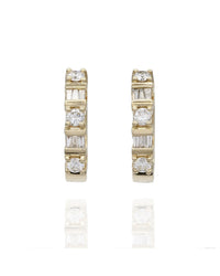 Alternating Round and Baguette Diamond Earrings