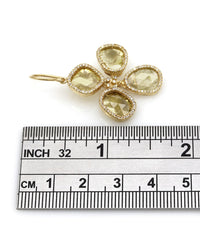 Fancy Yellow Diamond Slice and Pave Diamond Earrings in Gold