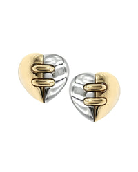 Bvlgari Dome Heart Earrings in Gold and Steel