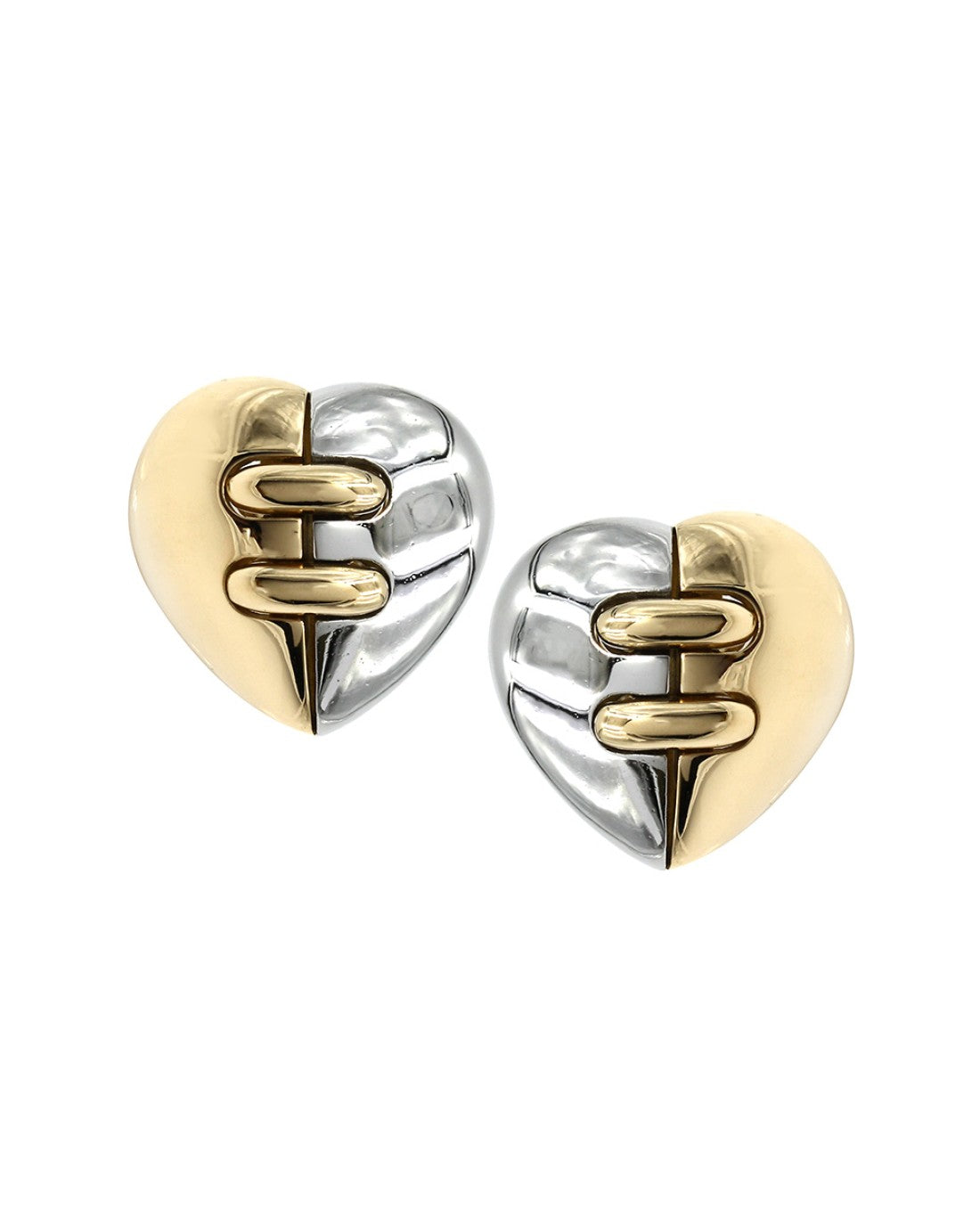 Bvlgari Dome Heart Earrings in Gold and Steel