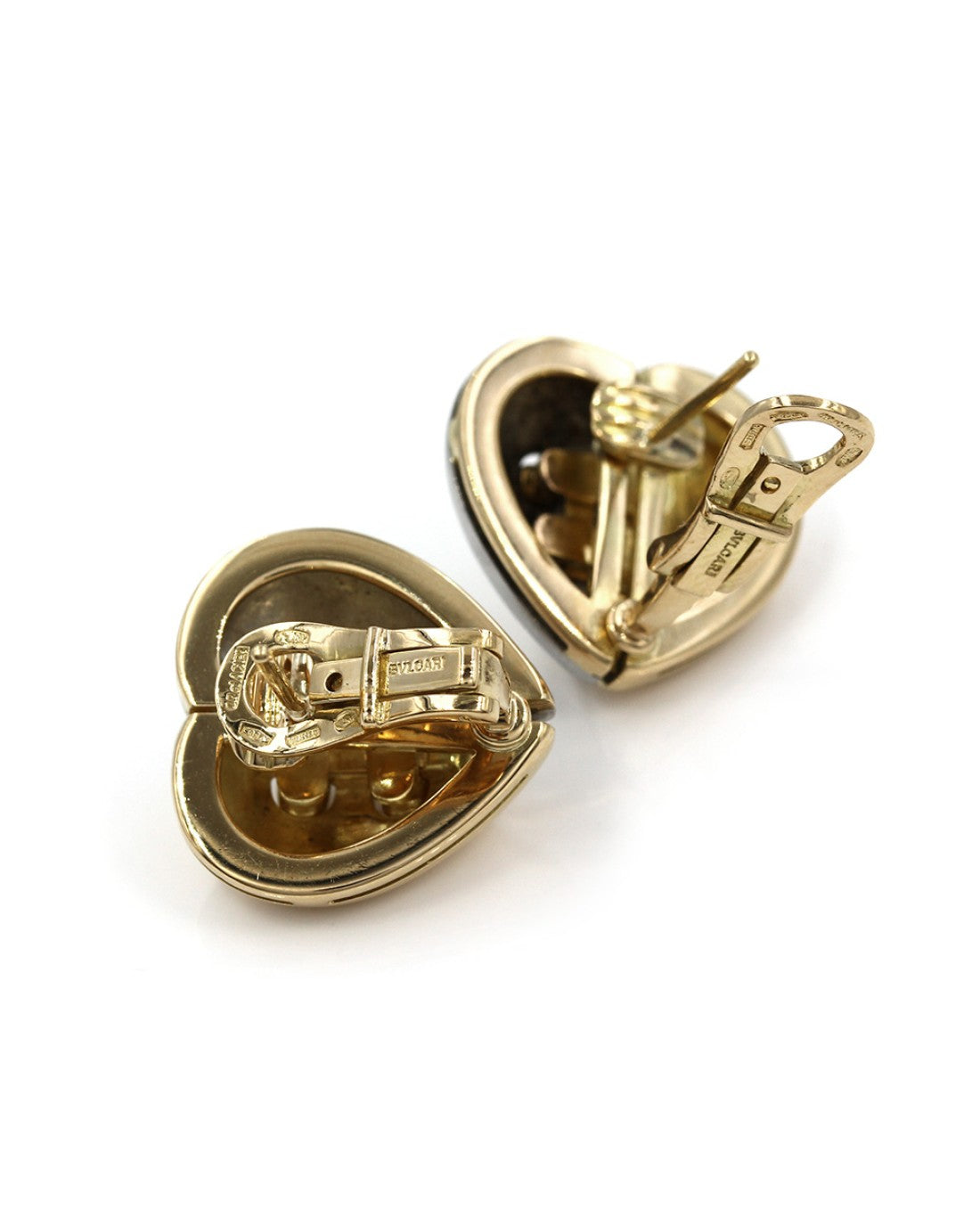 Bvlgari Dome Heart Earrings in Gold and Steel