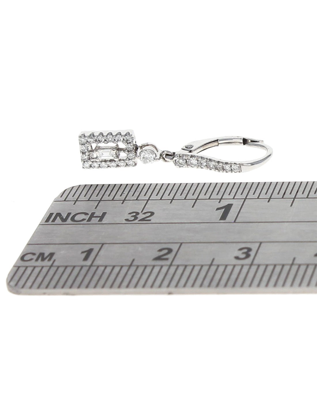Diamond Square Halo Drop Earrings