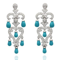 Diamond and Turquoise Earrings in Gold