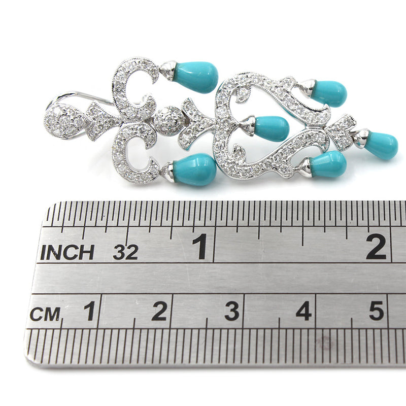 Diamond and Turquoise Earrings in Gold