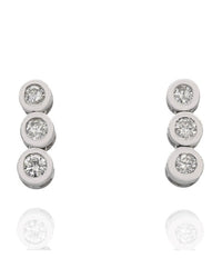 3 Stone Diamond Drop Earrings in Gold