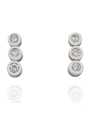 3 Stone Diamond Drop Earrings in Gold