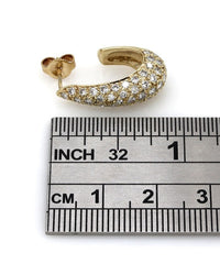 Pave Diamond J Earrings in Yellow Gold