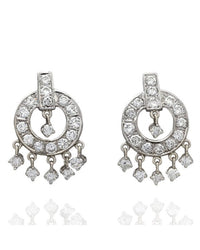14KW Diamond Circle Dangle Earrings