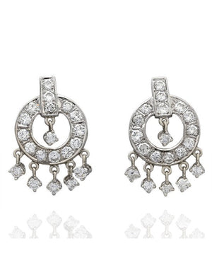 14KW Diamond Circle Dangle Earrings