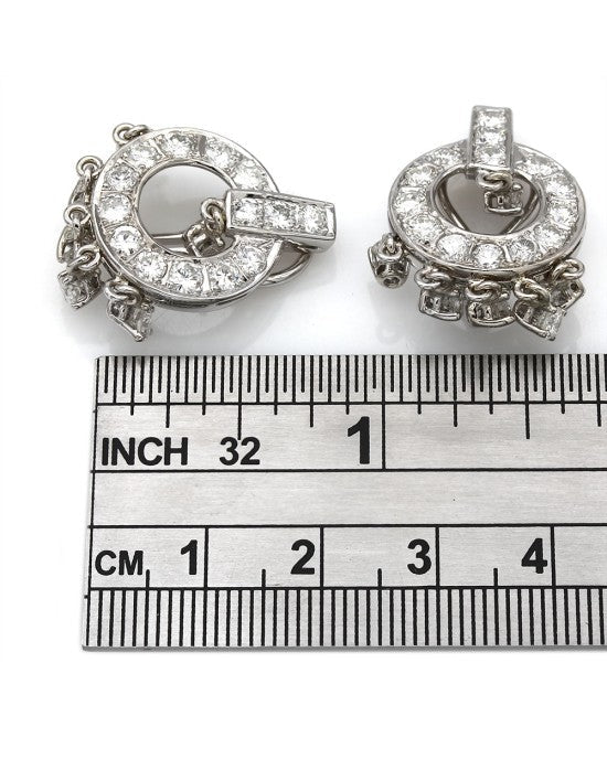 14KW Diamond Circle Dangle Earrings
