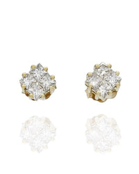 Princess Diamond Cluster Stud Earrings