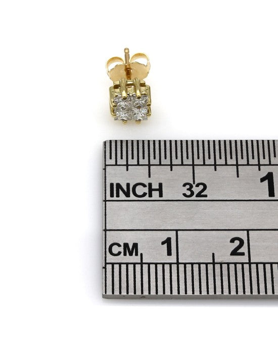 Princess Diamond Cluster Stud Earrings