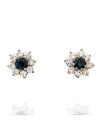 14KY Sapphire and Diamond Halo Stud Earrings