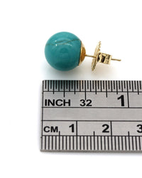 14KY Turquoise Ball Stud Earrings