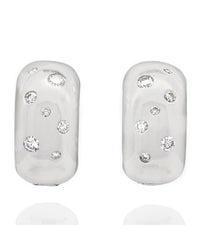 Diamond Huggie Earrings in White Gold
