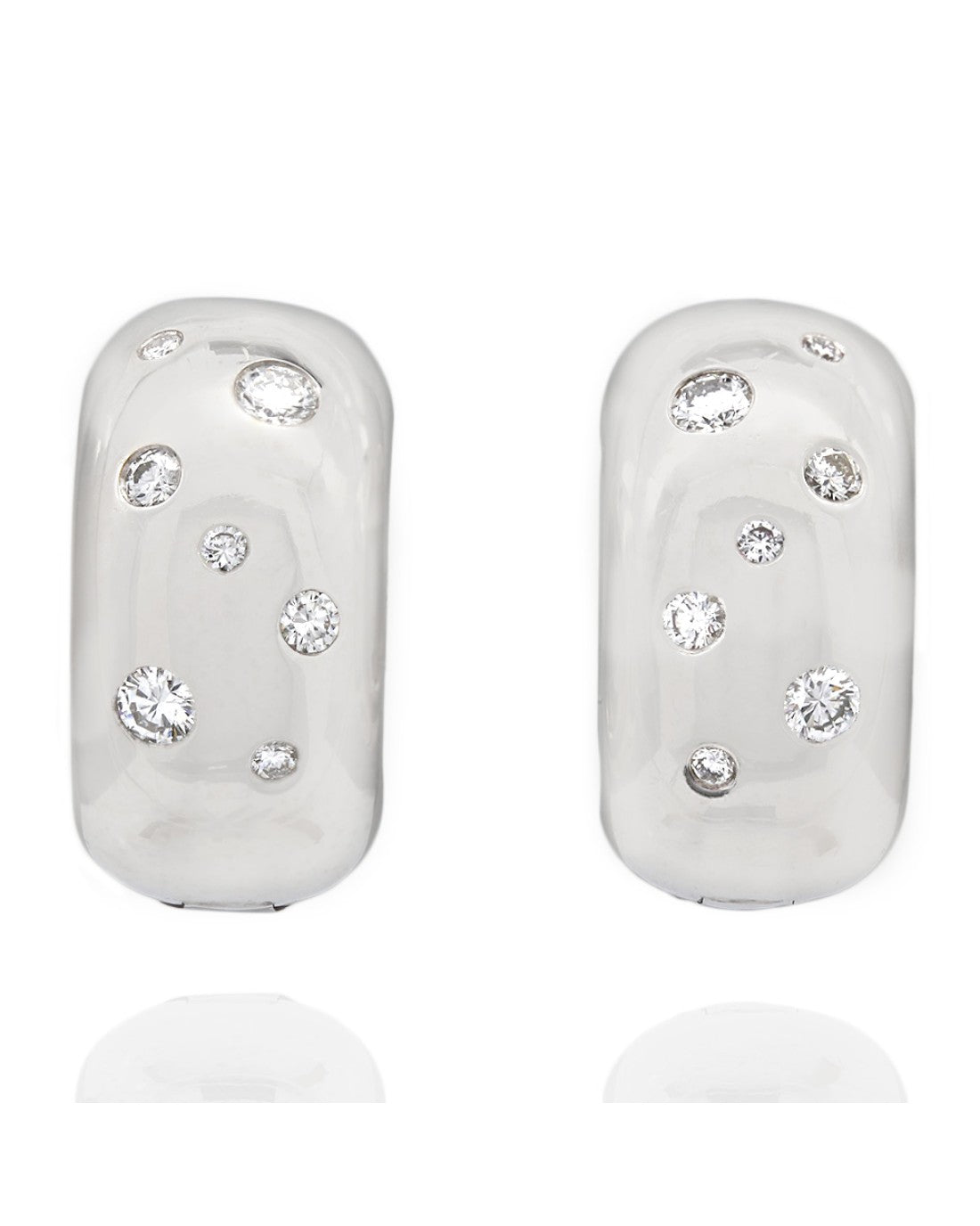 Diamond Huggie Earrings in White Gold