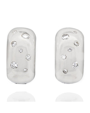 Diamond Huggie Earrings in White Gold