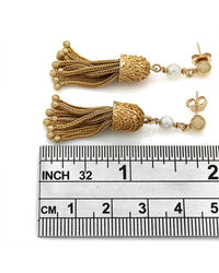 Mesh Dangle Earrings with Pearl Accent