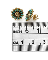 Bead Edge Turquoise Stud Earrings