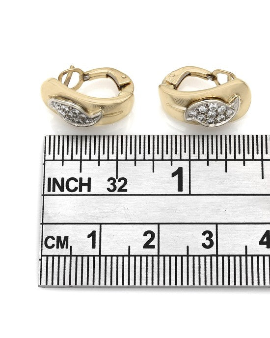 Pave Diamond Fashion Earrings in Two-Tone 14k Yellow and White Gold