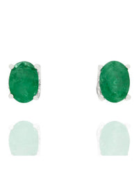 Emerald Stud Earrings In 14K