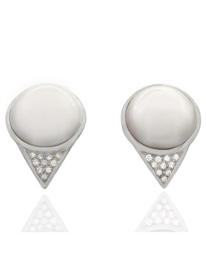 Mabe Pearl and Diamond Fashion Earrings