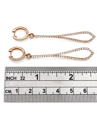 Elongated Tear Drop Dangle Earrings with Round Diamonds in 18k Rose Gold