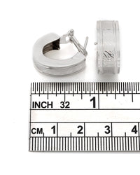 Satin Finish Huggie Earrings in White Gold