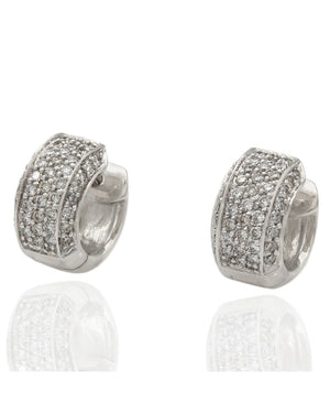 5 Row Diamond Pave Huggie Earrings