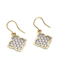 2 Tone Quatrefoil Drop Earrings