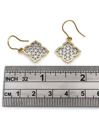 2 Tone Quatrefoil Drop Earrings