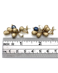 Ball and Pear Drop Dangle Earrings in Gold