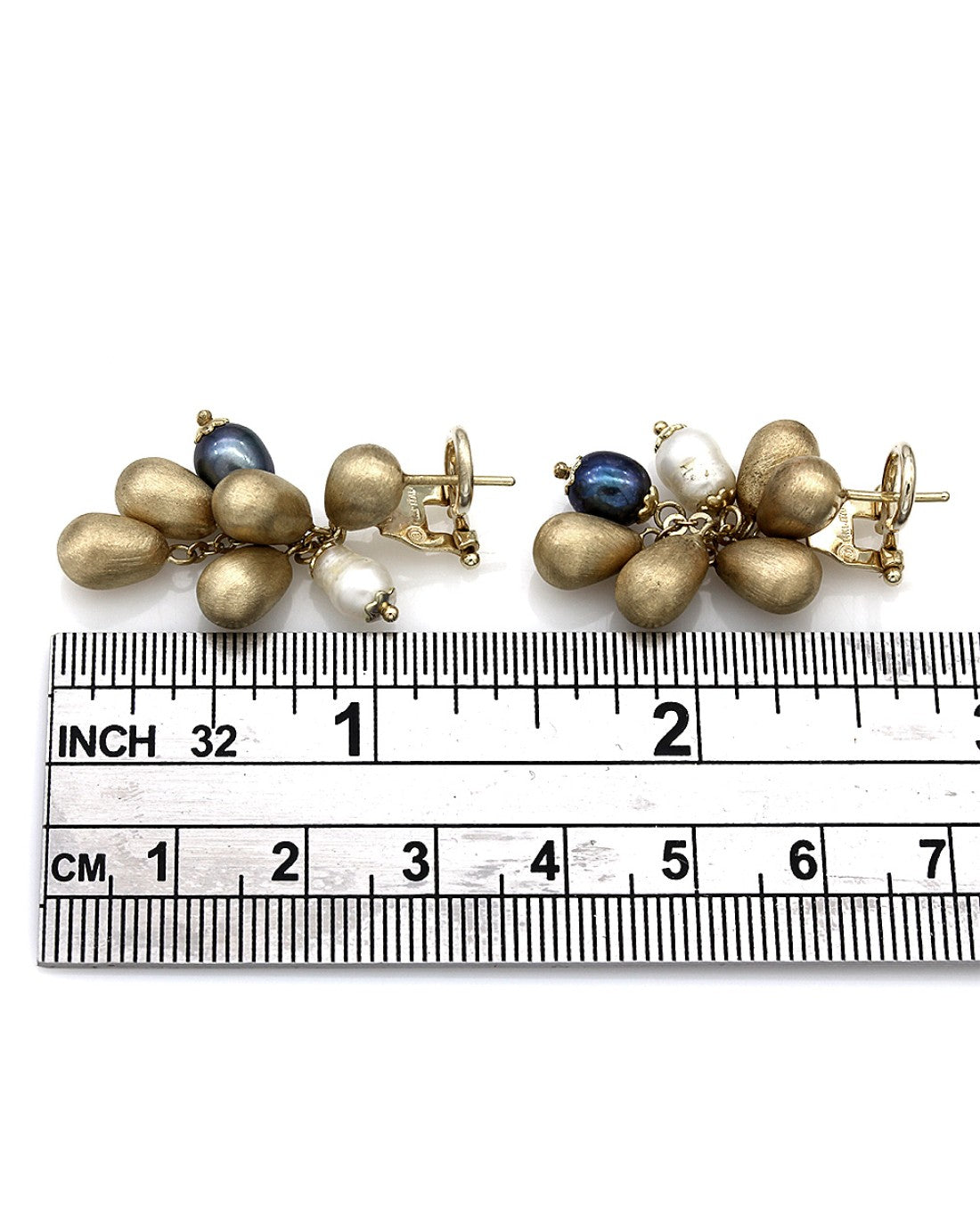 Ball and Pear Drop Dangle Earrings in Gold