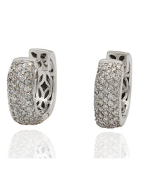 Diamond Pave Huggie Earrings in White Gold