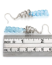 Diamond and Blue Topaz Corkscrew Dangle Earrings