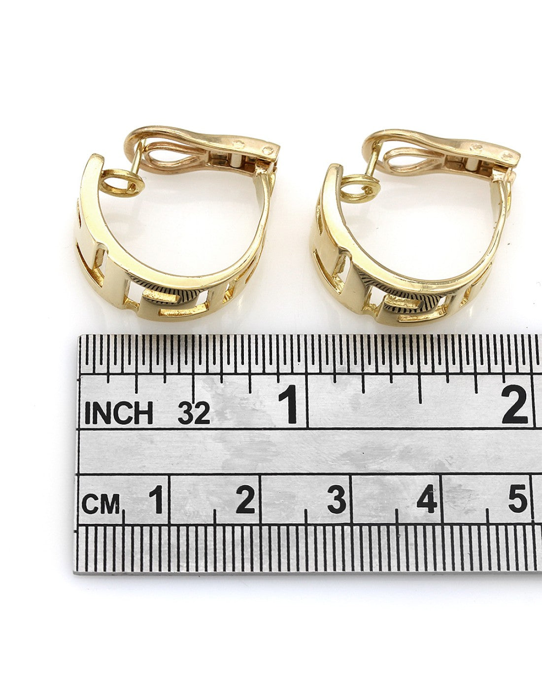 Descending Greek Key Half Hoop Earrings