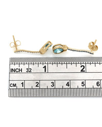 Blue Zircon and Blue Diamond Drop Earrings