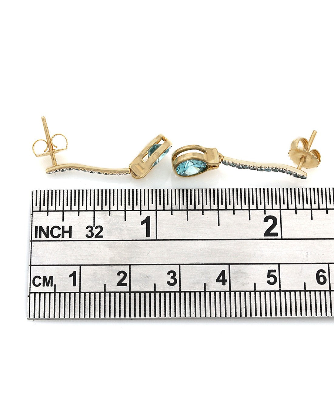 Blue Zircon and Blue Diamond Drop Earrings