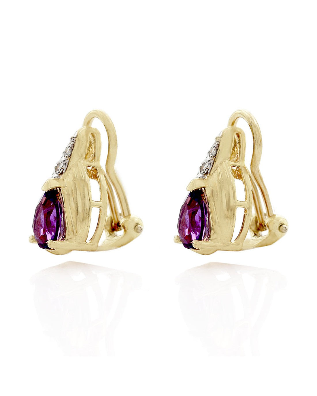 Pear Amethyst and Diamond Accent Earrings