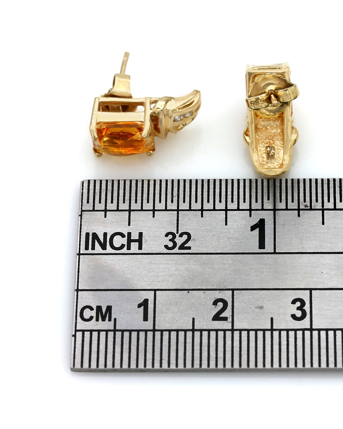 Citrine and Diamond Drop Earrings