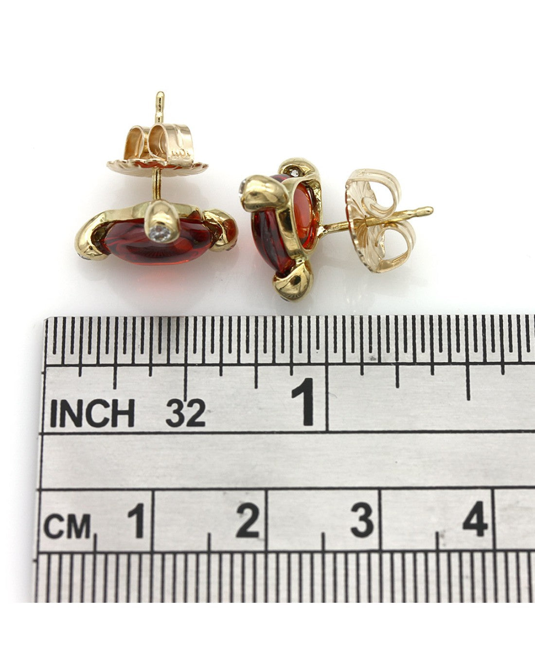 Garnet Cabochon Stud Earrings