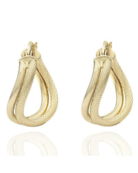 Wavy Double Hoop Earrings in Yellow Gold